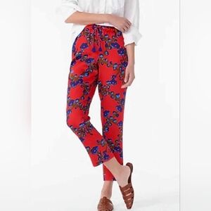 J Crew Women’s Drapey Pull-On Lattice Floral Preppy Satin Cropped Pant Slacks 4